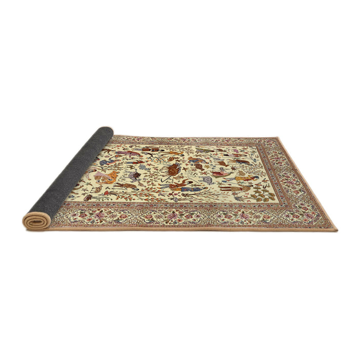Sideview of Traditional Khaki Gold Animal Rug, tr3539