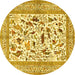 Round Animal Yellow Traditional Rug, tr3539yw