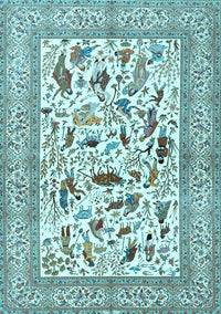 Animal Light Blue Traditional Rug, tr3539lblu