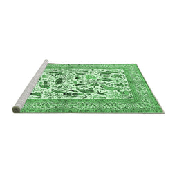 Sideview of Machine Washable Animal Emerald Green Traditional Area Rugs, wshtr3539emgrn