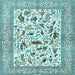 Square Machine Washable Animal Light Blue Traditional Rug, wshtr3539lblu