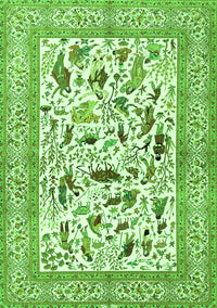 Animal Green Traditional Rug, tr3539grn