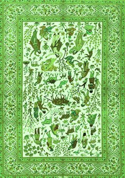 Animal Green Traditional Rug, tr3539grn