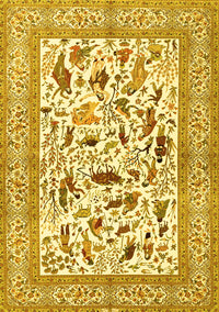 Animal Yellow Traditional Rug, tr3539yw