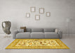 Machine Washable Animal Yellow Traditional Rug in a Living Room, wshtr3539yw