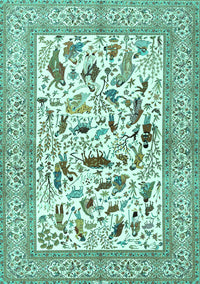 Animal Turquoise Traditional Rug, tr3539turq