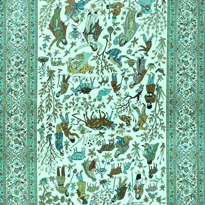 Animal Turquoise Traditional Rug, tr3539turq