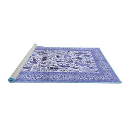 Sideview of Machine Washable Animal Blue Traditional Rug, wshtr3539blu