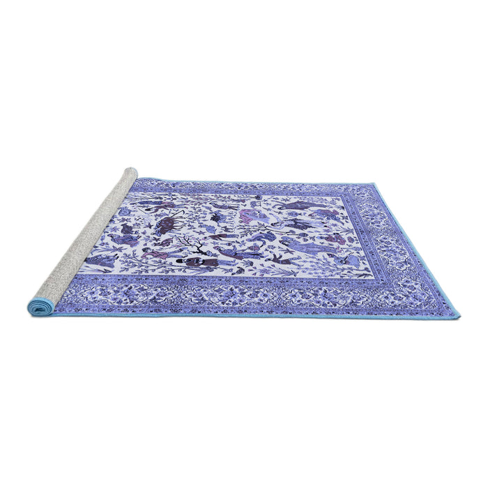Sideview of Machine Washable Animal Blue Traditional Rug, wshtr3539blu