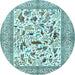 Round Animal Light Blue Traditional Rug, tr3539lblu