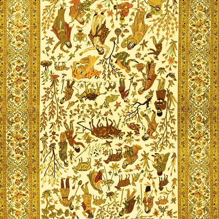 Machine Washable Animal Yellow Traditional Rug, wshtr3539yw