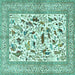 Square Animal Turquoise Traditional Rug, tr3539turq