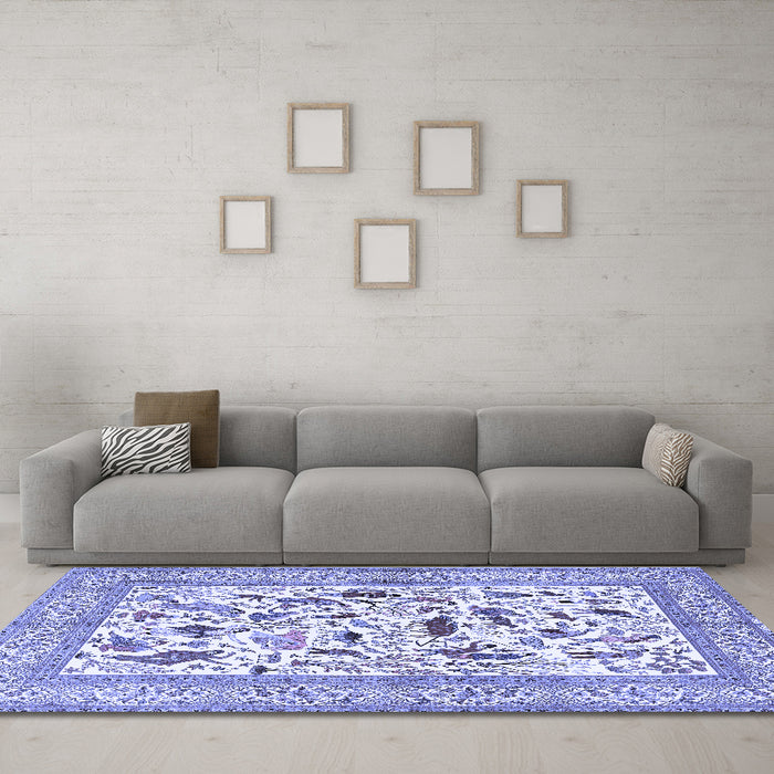 Machine Washable Animal Blue Traditional Rug in a Living Room, wshtr3539blu