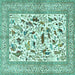 Square Machine Washable Animal Turquoise Traditional Area Rugs, wshtr3539turq