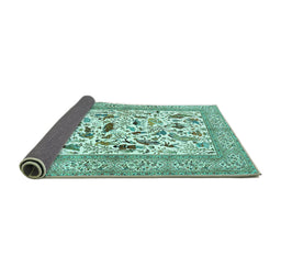 Sideview of Animal Turquoise Traditional Rug, tr3539turq