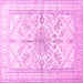 Square Machine Washable Medallion Pink Traditional Rug, wshtr353pnk