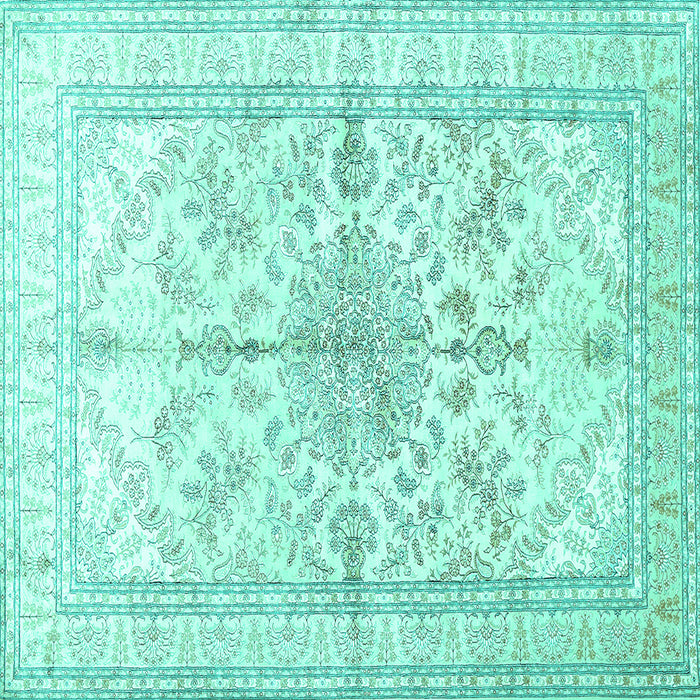 Square Medallion Turquoise Traditional Rug, tr353turq