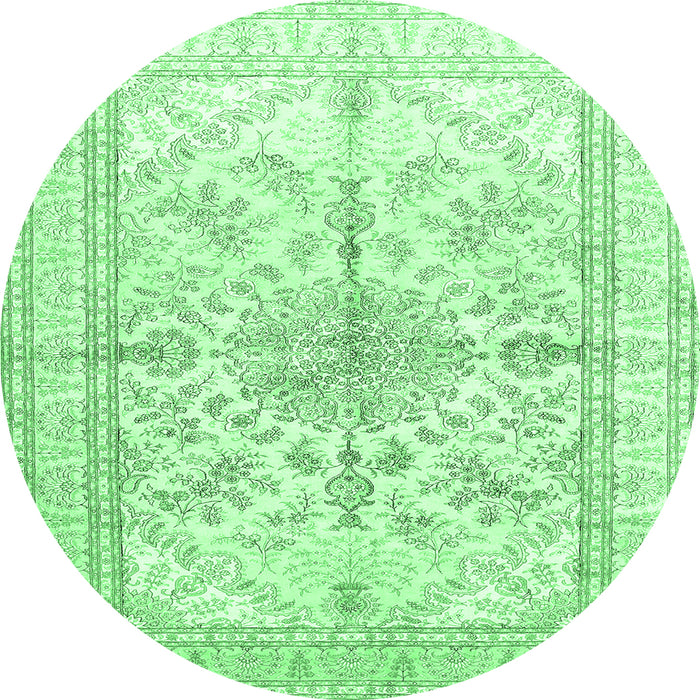 Round Machine Washable Medallion Emerald Green Traditional Area Rugs, wshtr353emgrn