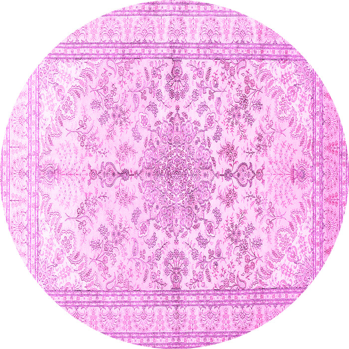 Round Medallion Pink Traditional Rug, tr353pnk