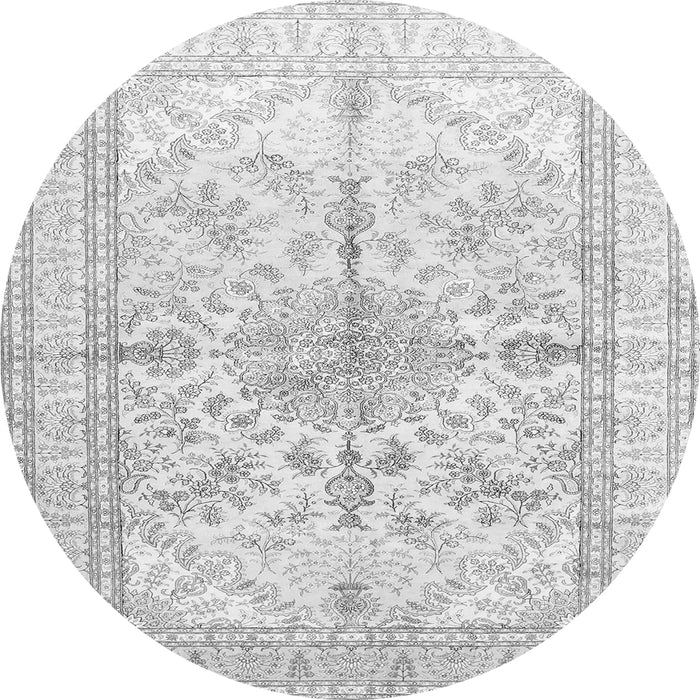 Machine Washable Medallion Gray Traditional Rug, wshtr353gry