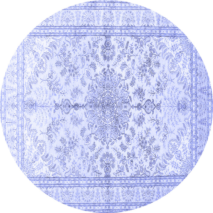 Round Medallion Blue Traditional Rug, tr353blu