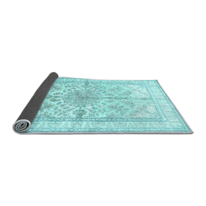 Sideview of Medallion Light Blue Traditional Rug, tr353lblu