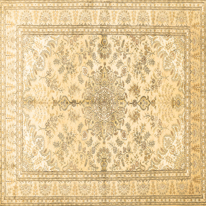 Square Machine Washable Medallion Brown Traditional Rug, wshtr353brn
