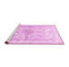 Sideview of Machine Washable Medallion Pink Traditional Rug, wshtr353pnk