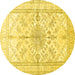 Round Medallion Yellow Traditional Rug, tr353yw