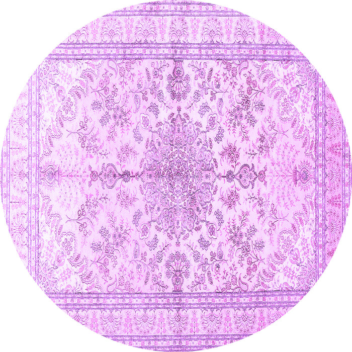 Round Medallion Purple Traditional Rug, tr353pur