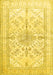 Machine Washable Medallion Yellow Traditional Rug, wshtr353yw