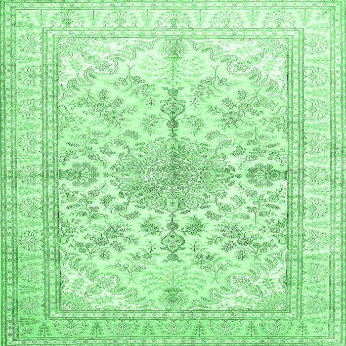 Square Medallion Emerald Green Traditional Rug, tr353emgrn