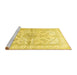 Sideview of Machine Washable Medallion Yellow Traditional Rug, wshtr353yw