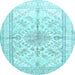 Round Medallion Light Blue Traditional Rug, tr353lblu