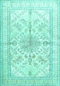 Medallion Turquoise Traditional Rug, tr353turq