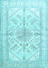 Medallion Light Blue Traditional Rug, tr353lblu