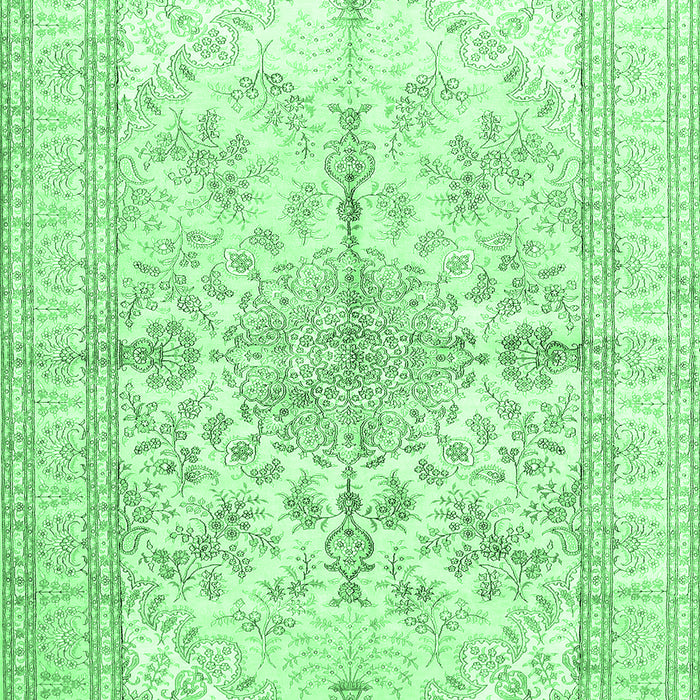 Machine Washable Medallion Emerald Green Traditional Area Rugs, wshtr353emgrn