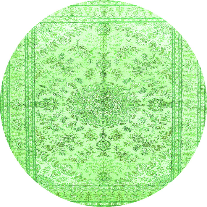 Machine Washable Medallion Green Traditional Area Rugs, wshtr353grn