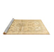 Sideview of Machine Washable Medallion Brown Traditional Rug, wshtr353brn