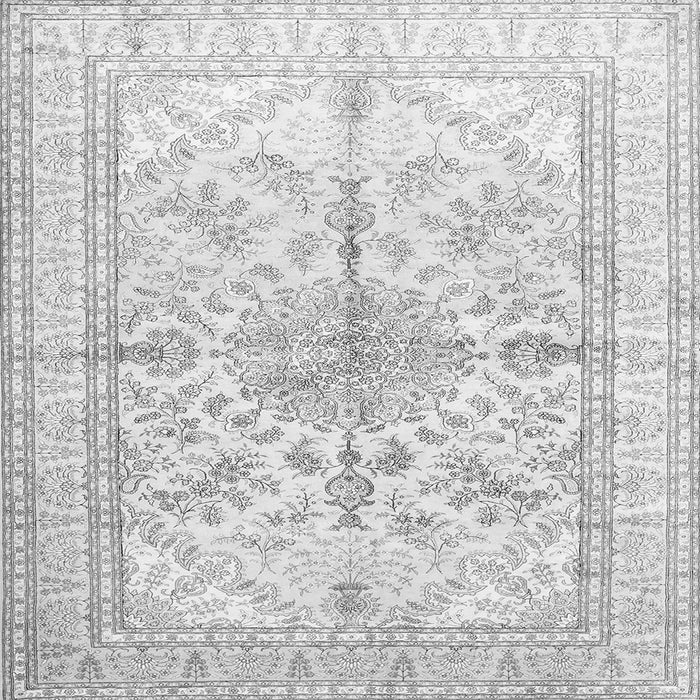 Round Machine Washable Medallion Gray Traditional Rug, wshtr353gry