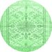 Round Medallion Emerald Green Traditional Rug, tr353emgrn