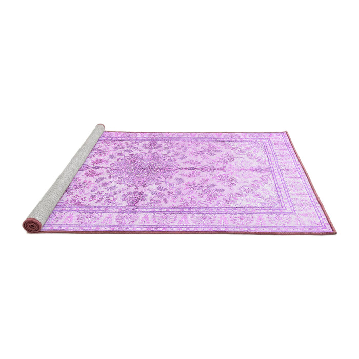 Sideview of Machine Washable Medallion Purple Traditional Area Rugs, wshtr353pur