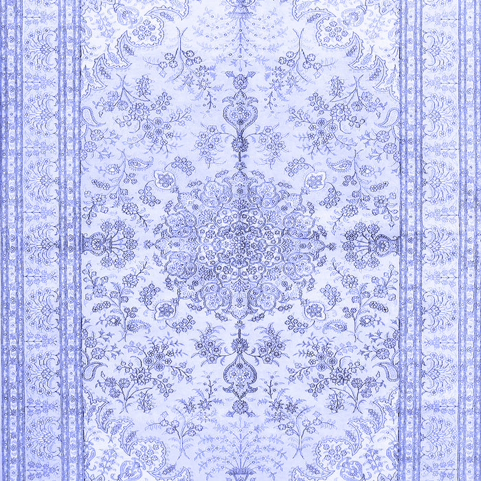 Machine Washable Medallion Blue Traditional Rug, wshtr353blu