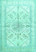 Machine Washable Medallion Turquoise Traditional Area Rugs, wshtr353turq