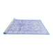 Sideview of Machine Washable Medallion Blue Traditional Rug, wshtr353blu