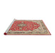 Sideview of Machine Washable Traditional Khaki Gold Rug, wshtr354