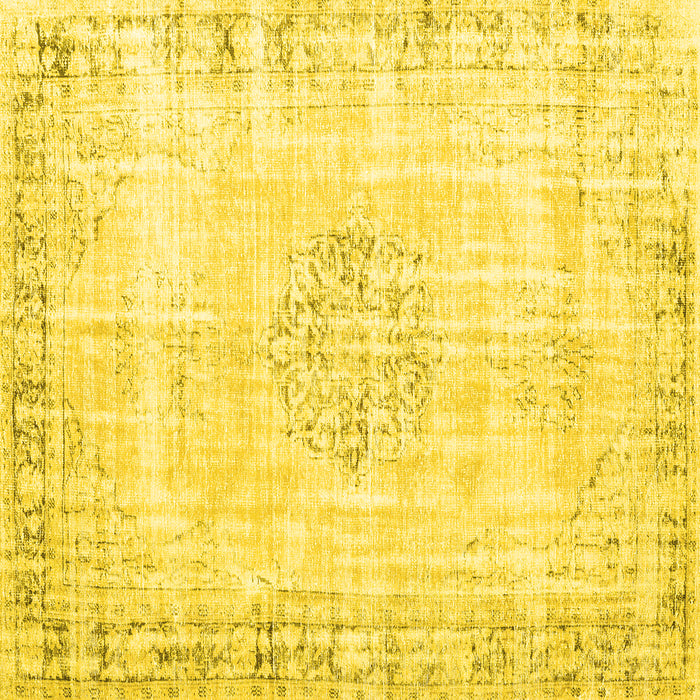 Square Machine Washable Persian Yellow Traditional Rug, wshtr3540yw