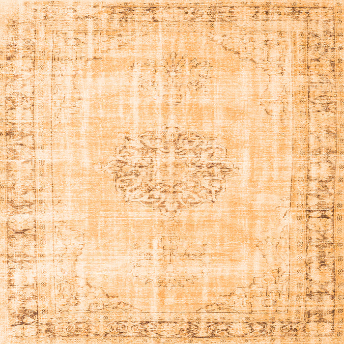 Round Machine Washable Persian Orange Traditional Area Rugs, wshtr3540org