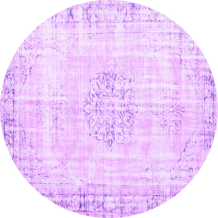 Round Persian Purple Traditional Rug, tr3540pur