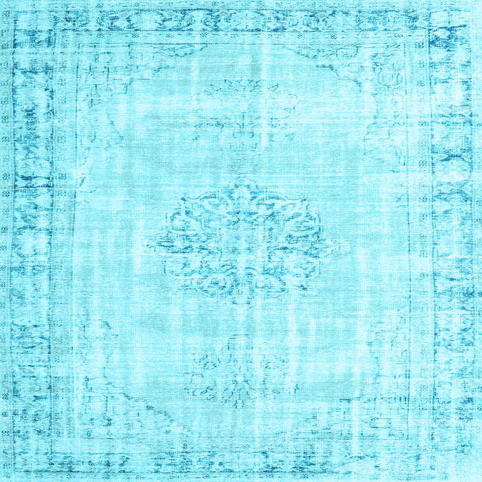 Square Machine Washable Persian Light Blue Traditional Rug, wshtr3540lblu